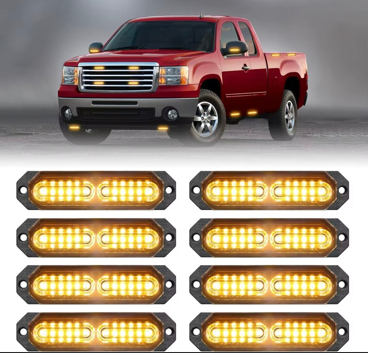 8 Piezas de Luces Estroboscópicas de Emergencia de 12 LED
