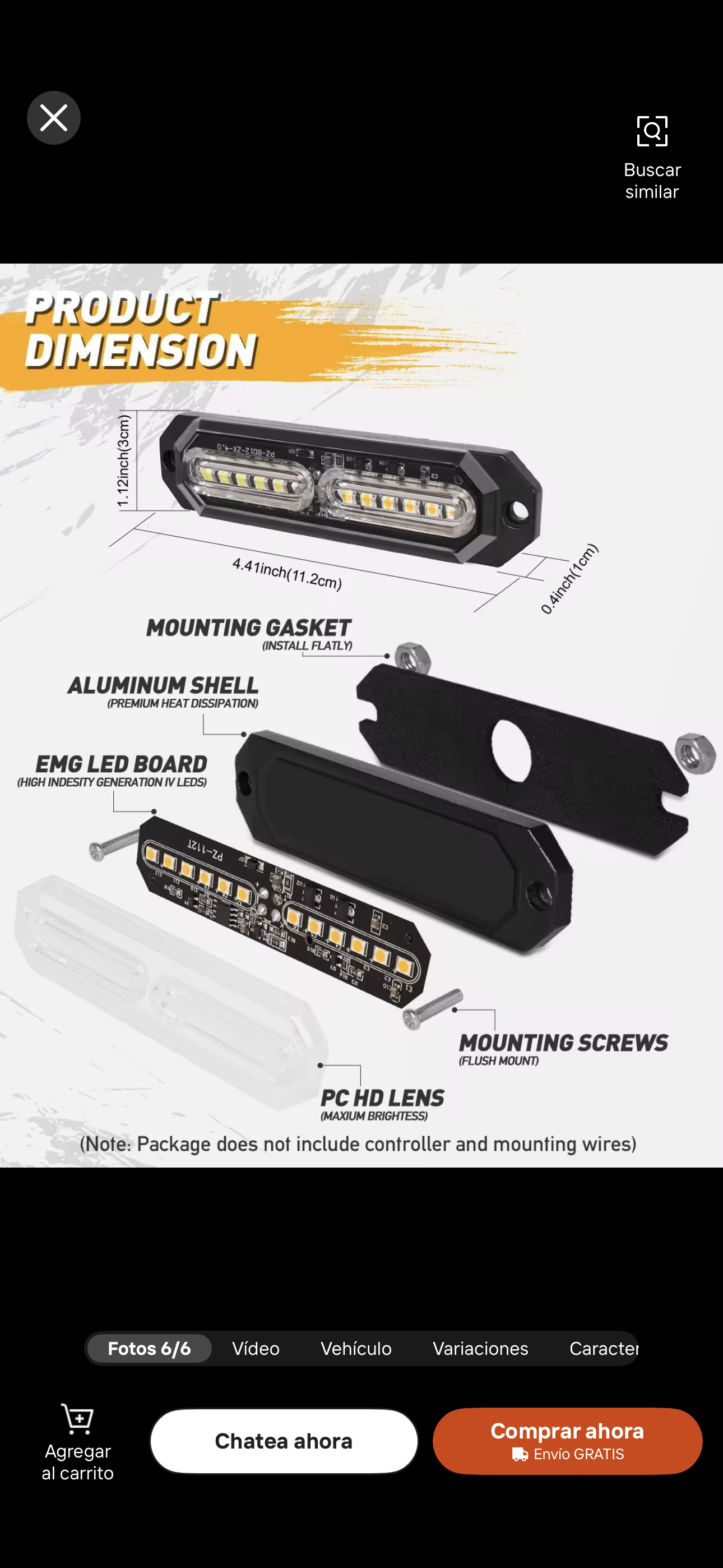 8 Piezas de Luces Estroboscópicas de Emergencia de 12 LED